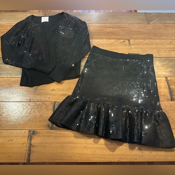 Bryan Bradley Fall 2007 Vintage Black Sequin Cardigan & Skirt Set